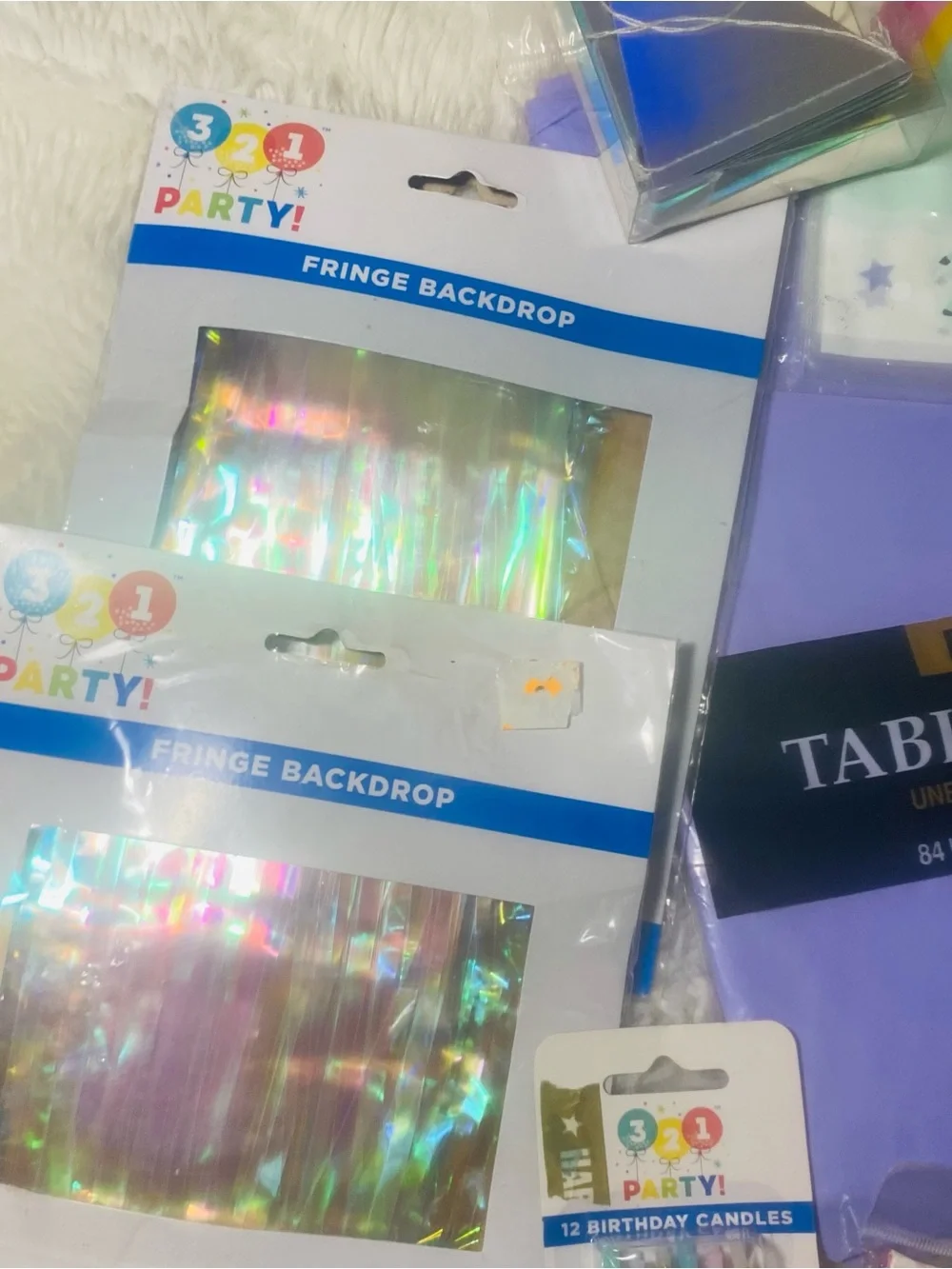 3-2-1 Party Pastel Purple Tablecover and Party 21 Set Unicorn Rainbow